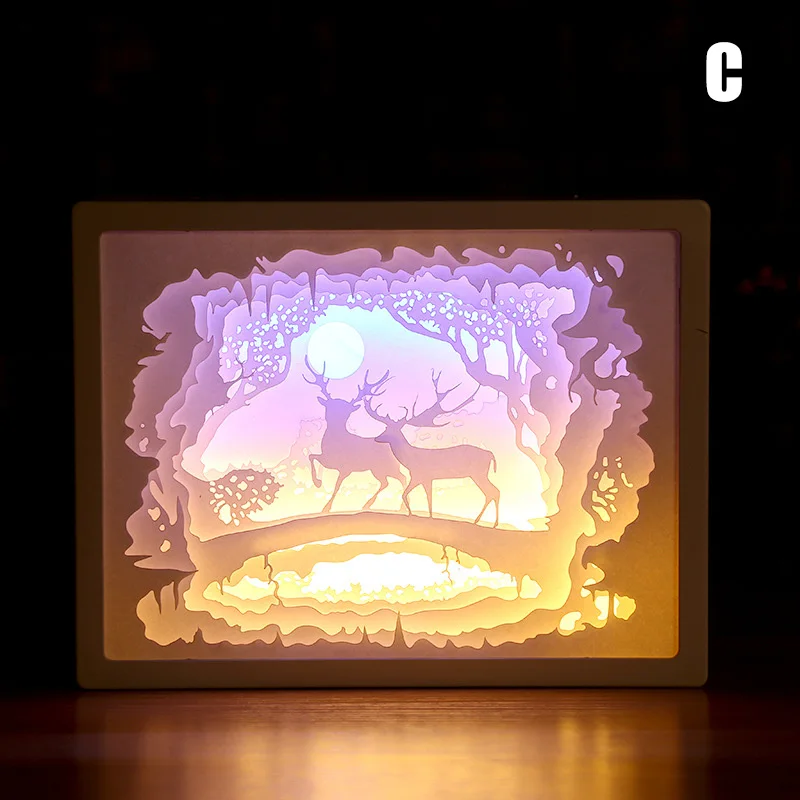 c Художественное украшение 3D Бумага резьба свет лампа светодиодный подарок для дома Спальня прикроватная TSH магазин - Цвет абажура: c