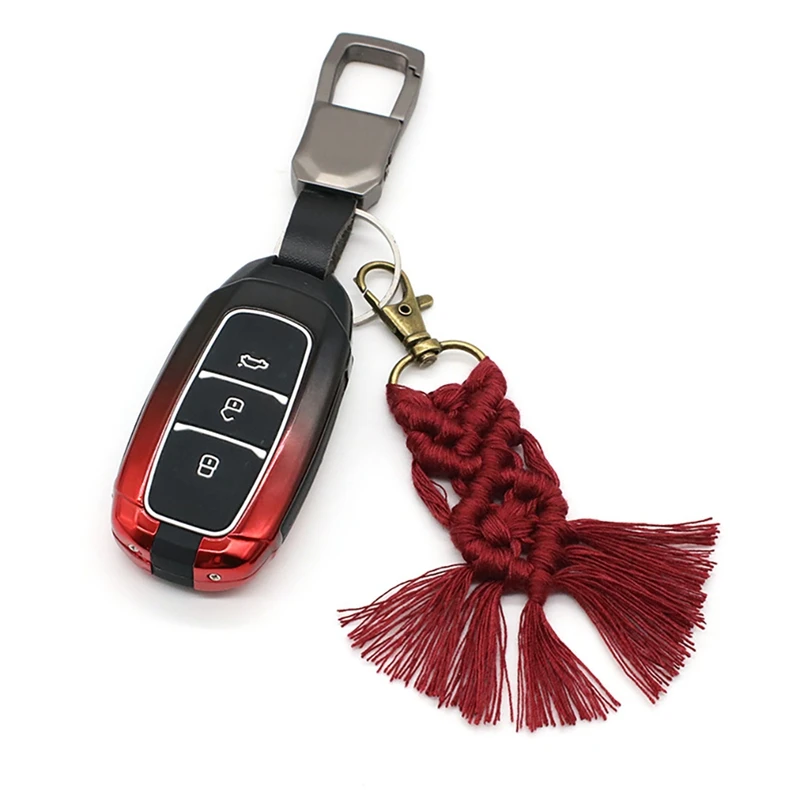 11 Pcs Mini Macrame Keychains Boho Woven Key Ring with Tassels for Car Bag Pendant Purse Charm Unique Gift | Украшения и