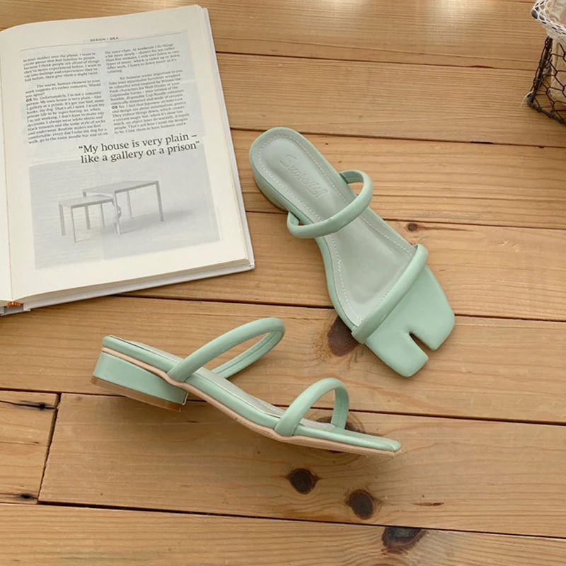 Шлепанцы женские на низком каблуке квадратный носок каблук | Обувь