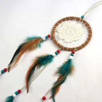 handmade girl heart indian dream catcher net with feathers wall car hanging vintage home decoration