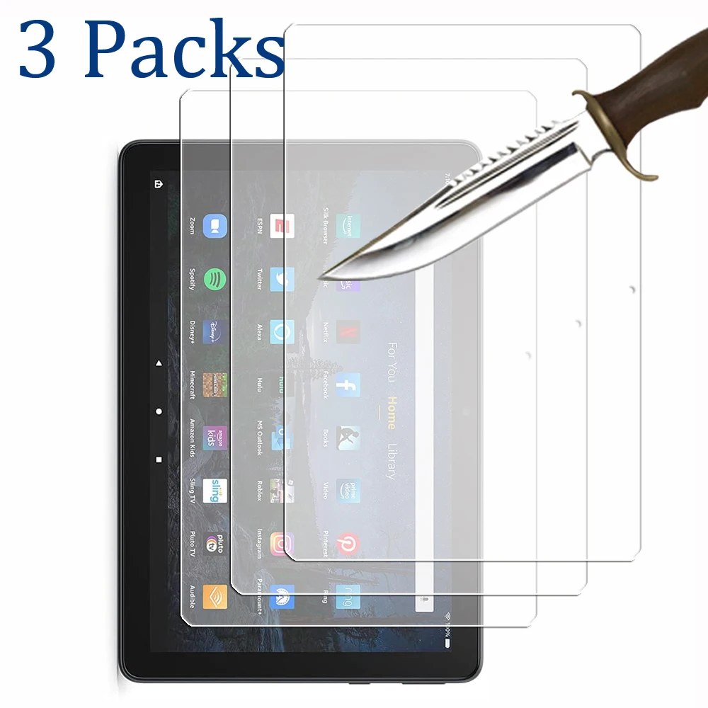 

3-Pack Tempered glass screen protector for Amazon fire HD 10 PLUS 2021 11th generation version 10.1'' tablet protective films