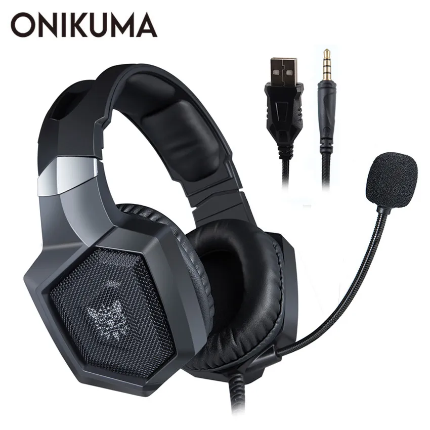 Игровые наушники ONIKUMA PS4 шлем ПК стерео гарнитура с микрофоном светодиодный