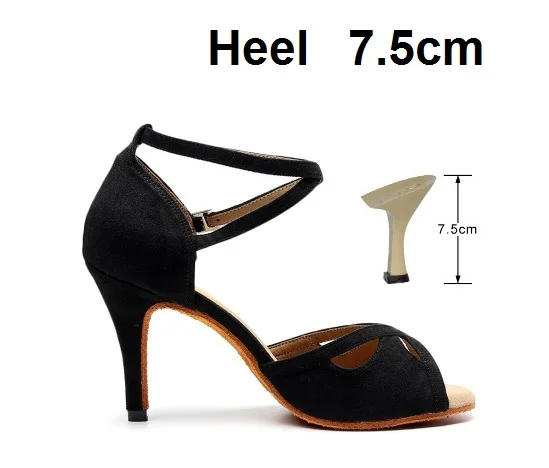 Black 7.5cm Женские туфли для Бальных и латиноамериканских танцев черные танцевальные туфли для сальсы Танго Bachata на выпускной 6/7, 5/8, 5 см VA30 - Цвет: Black 7.5cm