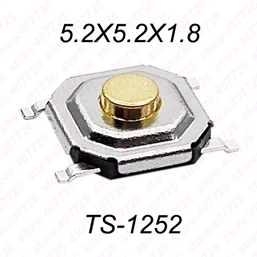 Высокое качество, 50 шт., 5,2x5,2x1,5 мм до 9 мм, 4PIN, SMT, металлический Тактический кнопочный переключатель, тактовый переключатель, клавиша, динамик, аудио кнопка - Цвет: H 1.8MM