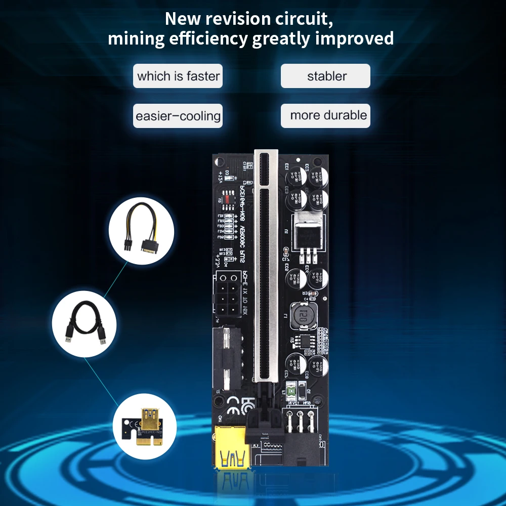 Райзер TISHRIC 009c/009s Plus Pcie для видеокарты USB3.0 кабель Pci-e 16x PCI Express 6pin карта питания
