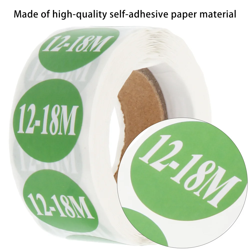 

2 Rolls Month Size Paper Sticker Label Clothing Size Adhesive Printed Sticker