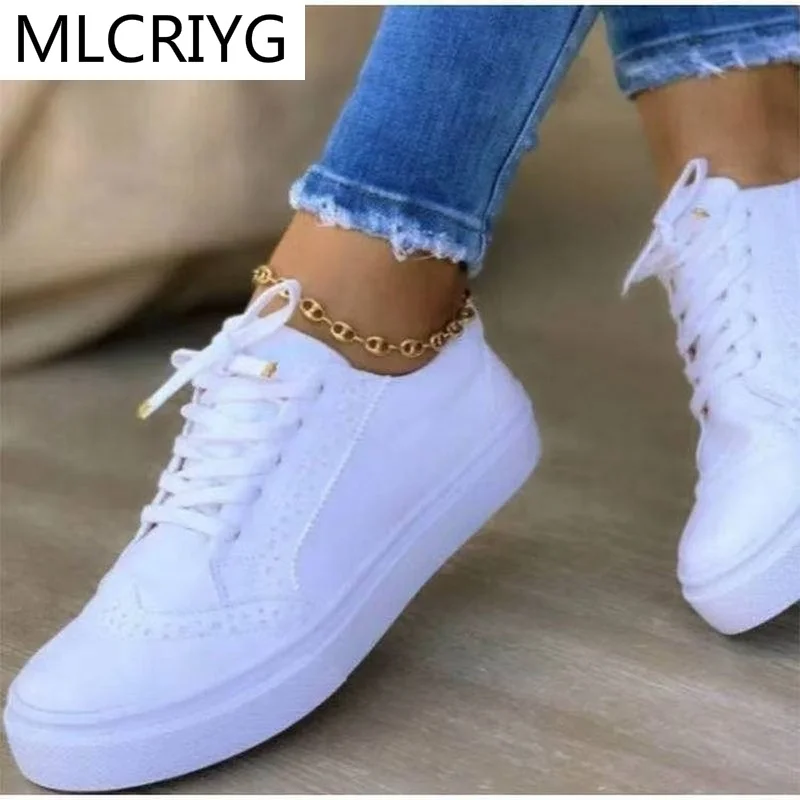 

Women's Flat Canvas Shoes 2021 Spring Women Shoes Lace Up Women Casual Shoes Fashion Comfortable Low Heel Round Head Sneakers