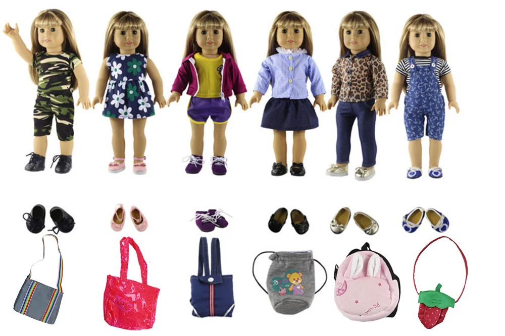 Одежда для куклы в новом стиле 6 комплектов + 3 пары обуви случайном порядке сумки