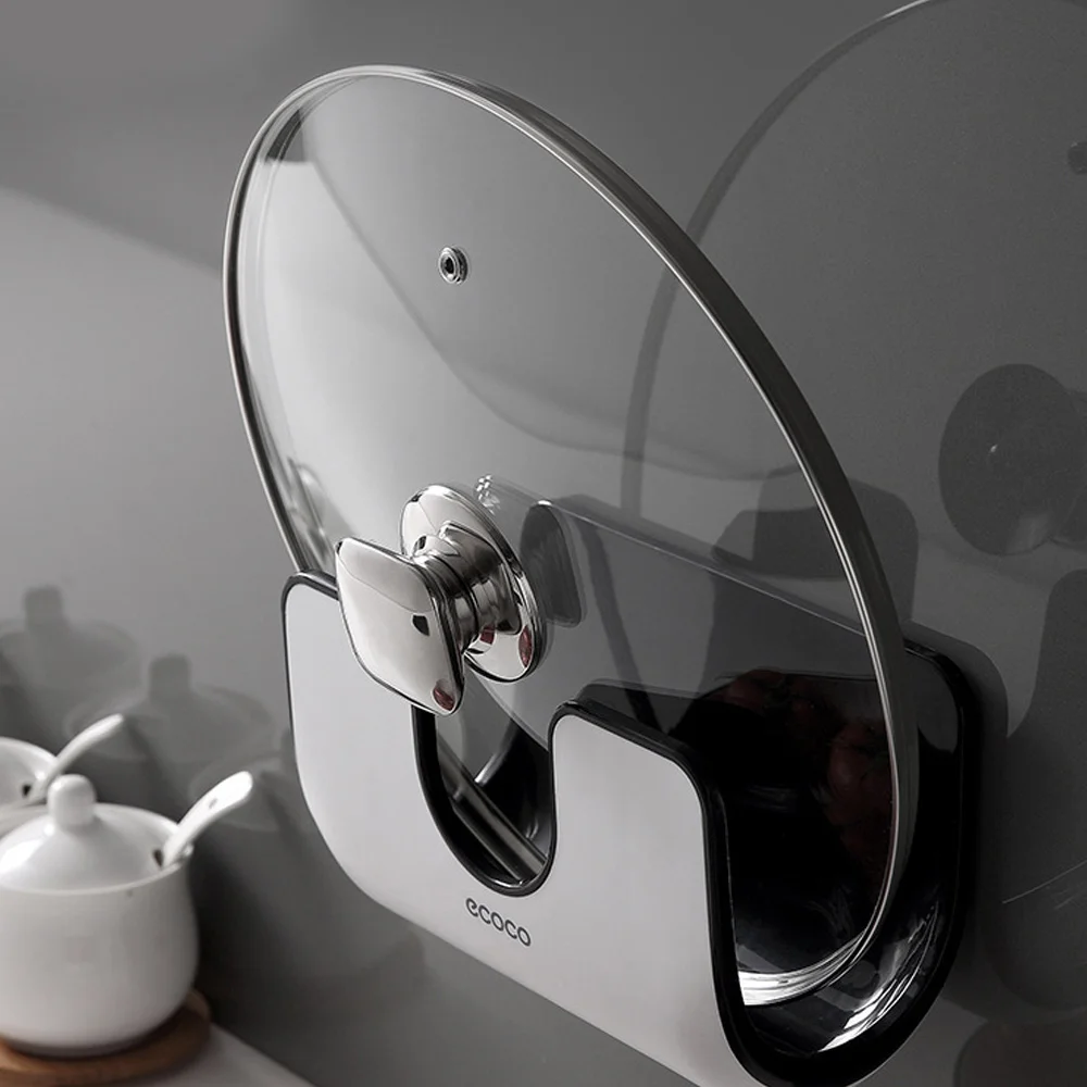 

Wall Hanging Lid Rack Floating Punch-Free Houseware Lid Holder Kitchen Supplies with Hook Type Storage Organizing