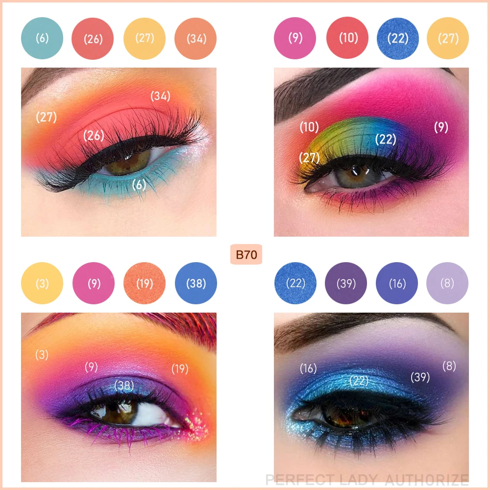 Палетка радужных теней Beauty Glazed 39 цветов Шиммер пигмент радуга макияж тени для век