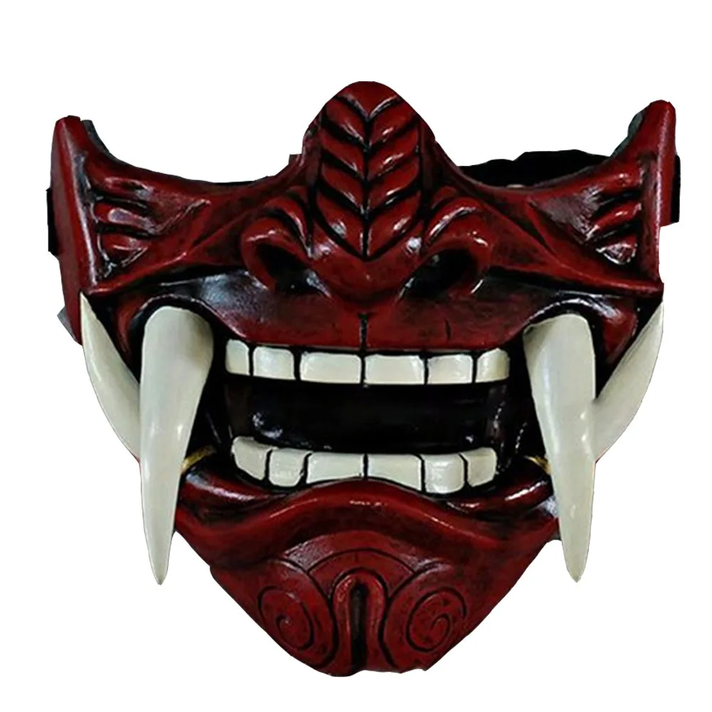 Japanese Ghost Hannya Halloween Masquerade Cospaly Mask Prajna Half Face Masks Samurai Hannya Horror Skull Party Latex Masks