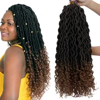 18inch goddess faux locs with curly end synthetic crochet braids hair extensions for women ombre messy curly dreadlocks
