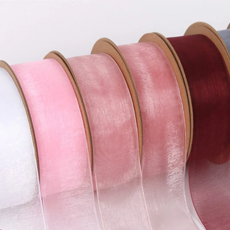 

24 Yards/Roll 25mm Organza Silk Ribbon Solid Color for Diy Dress Accessory House Decoration Wedding Decoration Gift Wrapping
