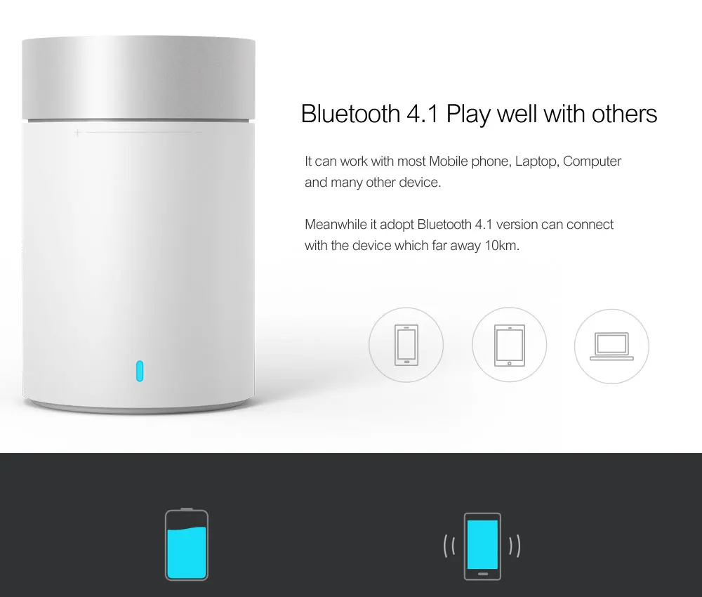 Xiao mi Bluetooth 4,1 беспроводной динамик mi Cannon 2 стальная пушка II Hands-free Звонки, музыка плеер с сабвуфером mi c