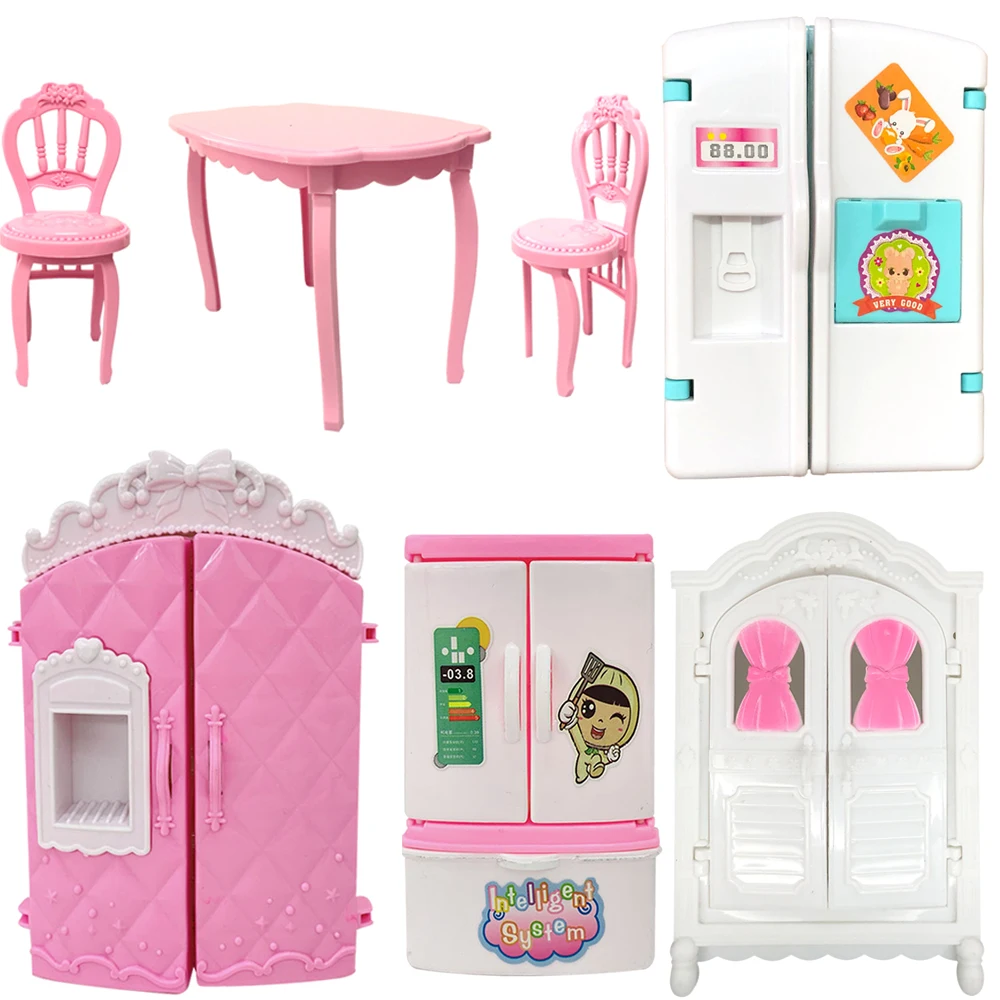 

NK 1 Set Doll Accessories Fashion Closet Modern Table Fridge Wardrobe For Barbie Furniture Dining Home Toys Girl Gift 08 JJ