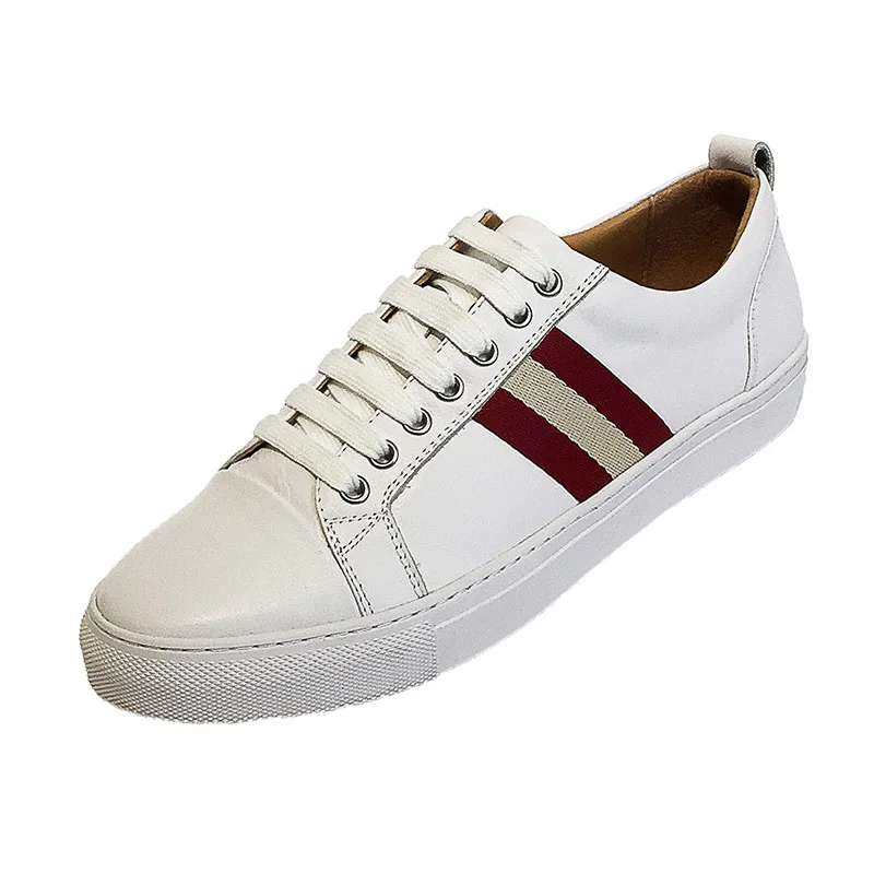 

Factory Wholesale European Station Men's Shoes 2021 Summer New White Shoes Men's Genuine Leather Made Korean Board Shoes Men's