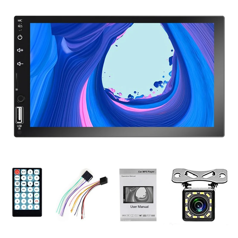 

Double Din Car Stereo 7 Inch Touchscreen Car Radio Backup Camera Android Auto/Apple CarPlay Bluetooth MP5 Reverse Image