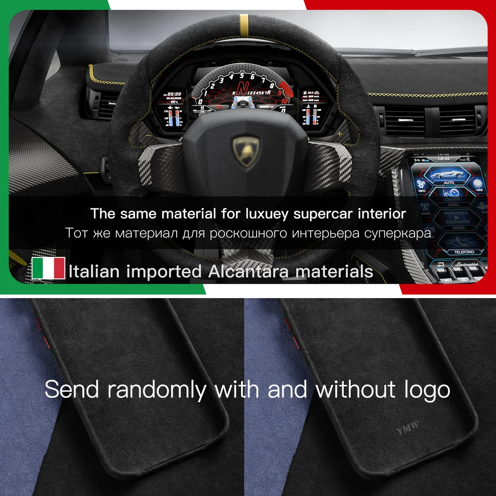 ymw alcantara case for iphone 13 pro max 12 mini 11 pro max luxury business supercar interior same suede leather phone cover free global shipping