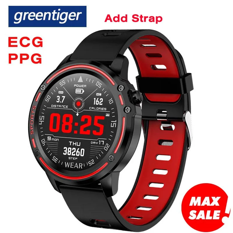 Greentiger новые L8 Смарт-часы для мужчин ЭКГ+ PPG IP68 Водонепроницаемый кровяное давление фитнес-трекер для измерения сердечного ритма спортивные Смарт-часы VS L5 L7