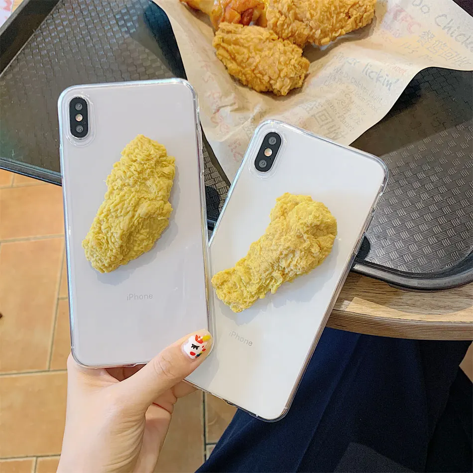 3D имитация забавной вкусной еды курица чехол для телефона s Чехол для iPhone 7 11 Pro 6S 7 8 Прозрачный чехол для телефона X XR XS Max