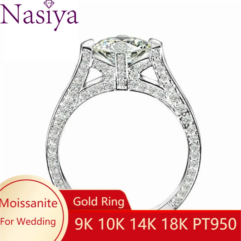 Обручальные кольца NASIYA из белого золота 14 к 585 пробы с сердечками карат 6 мм и со