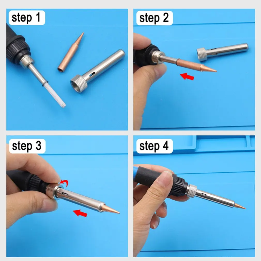 

5pcs Soldering Iron Pure Copper 900M Soldering Iron Head Set I/B/K/2.4D/3C Inside Hot Bare Copper Electric Soldering Iron Tip