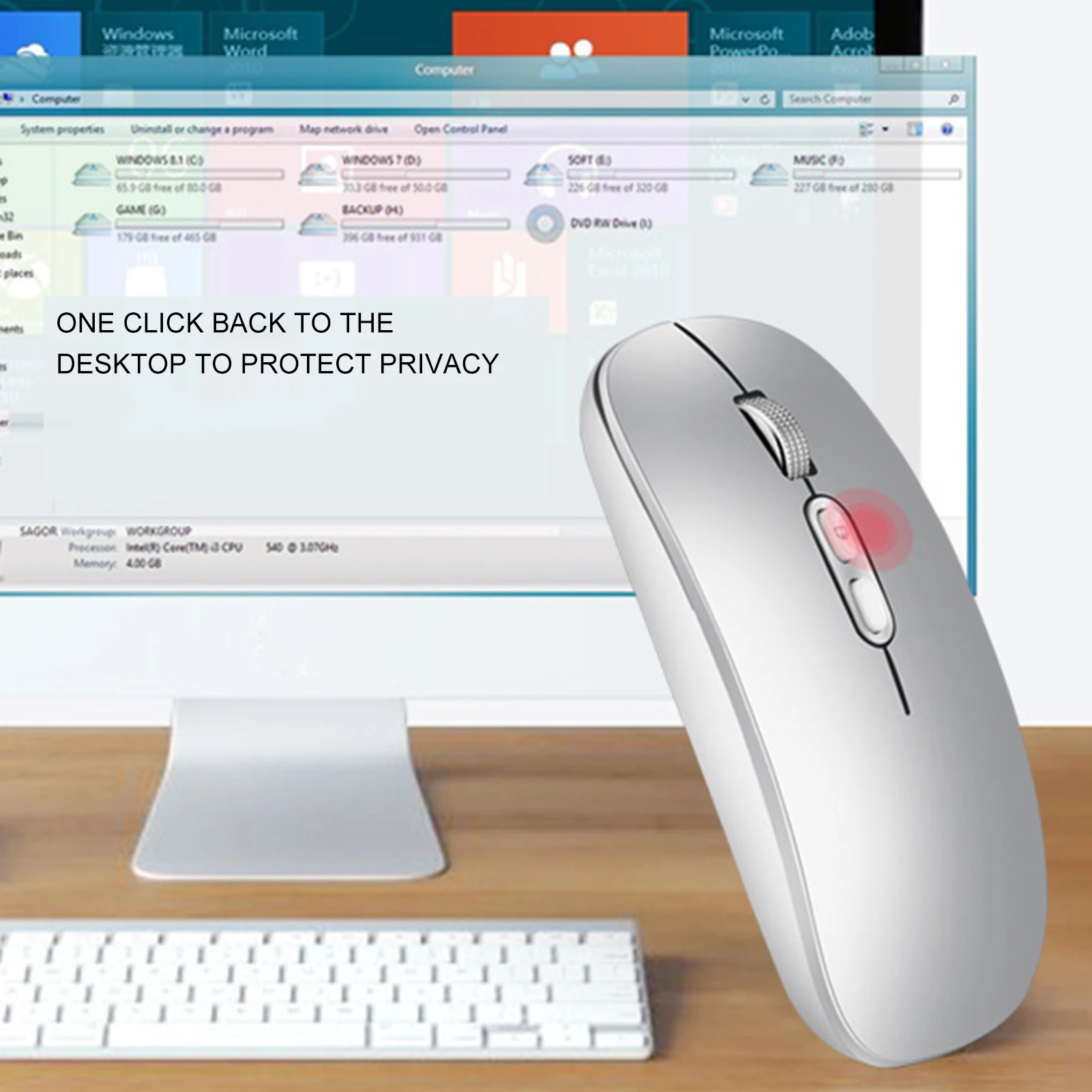 

1600DPI Wireless Mouse Computer Bluetooth 5.0 Mouse Rechargeable mouse Ergonomic Mause 2.4Ghz USB Optical Mice For Laptop PC