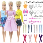30 шт.компл. кукольная одежда = 3 платья нарядов + 3 чулки + 24 сумки аксессуары для куклы Барби детский Кукольный домик