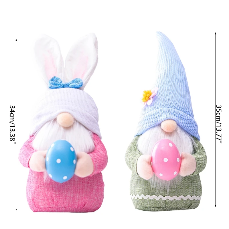 

Easter Pink Ear Check Bunny Dwarf Doll Fairy Doll Decoration Home Family Party Decoration Children's Toys
