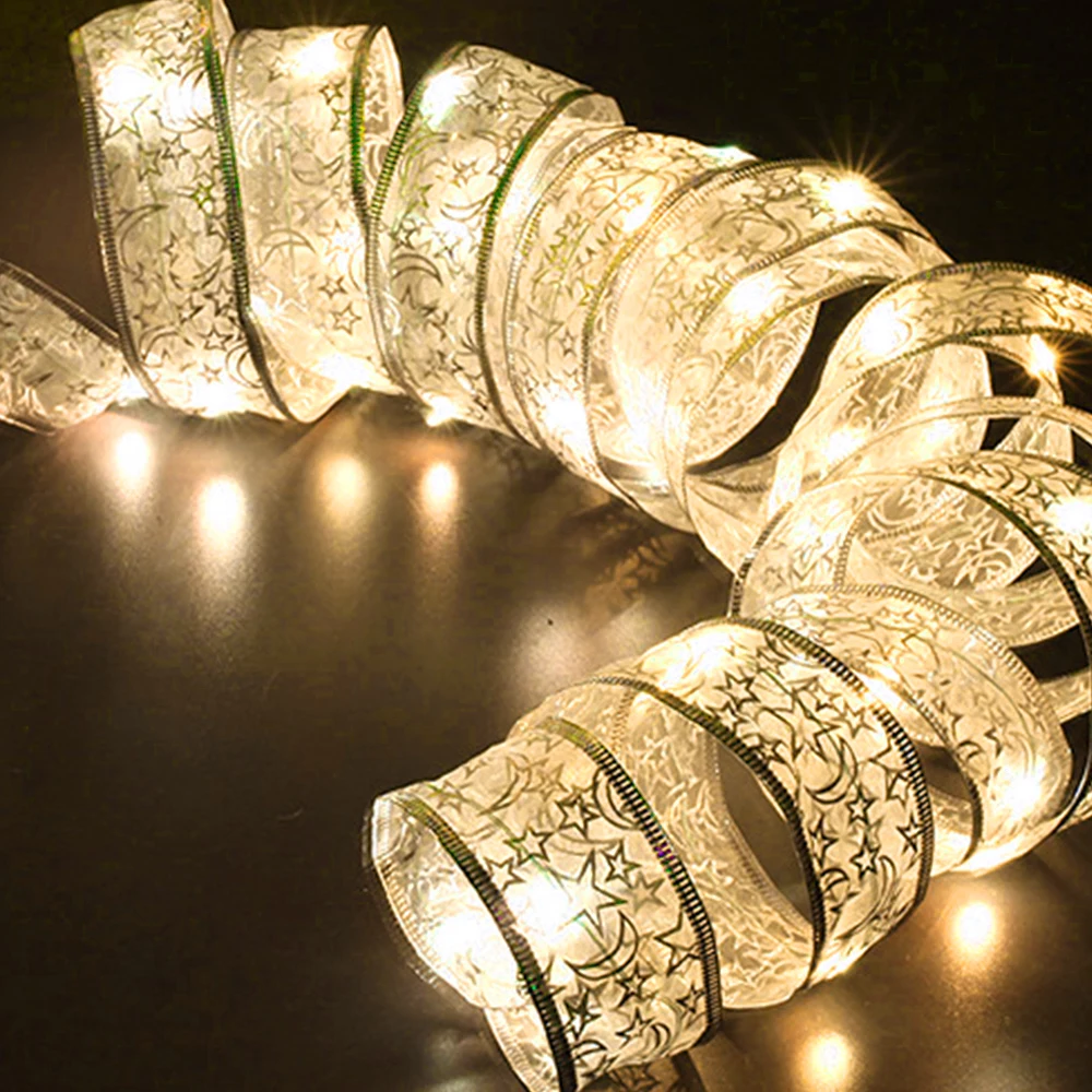 

Waterproof 40 LED 4M Copper Wire Ribbon Bows Fairy Lights For Party Weddings Holiday Christmas Tree Deco With Battery Box