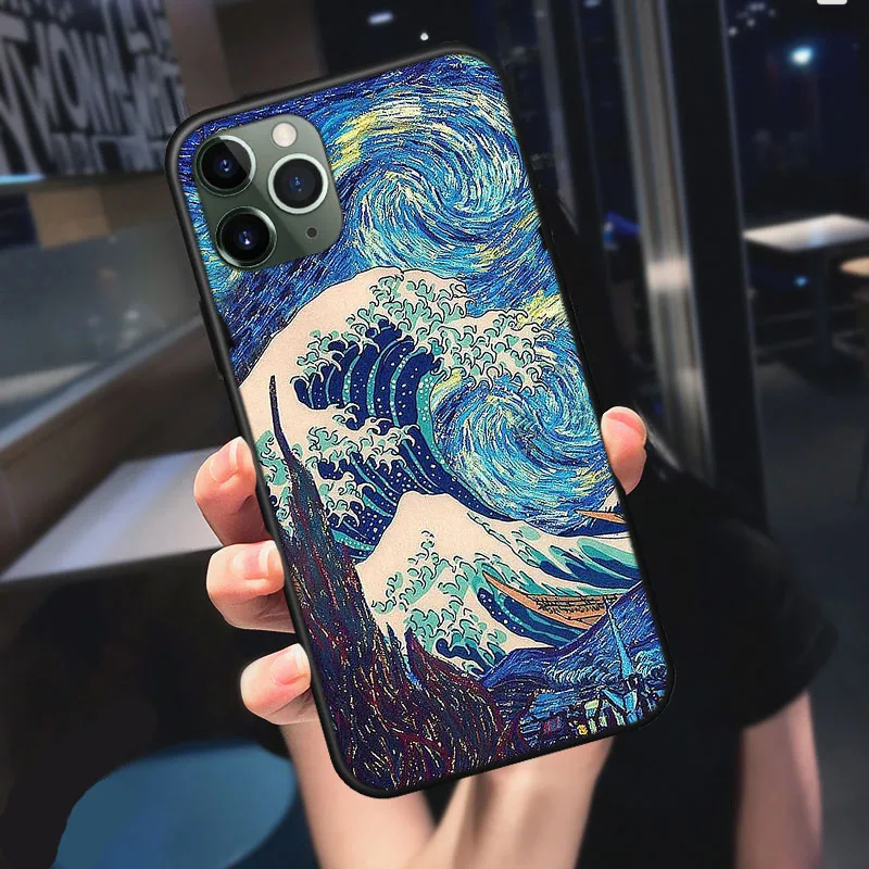 

The Great Wave Off Kanagawa Soft Phone Case For iPhone 12 Pro Max 11 Pro XR X XS Max SE 2020 7 8 6s Plus Cartoon Koi Cover Coque