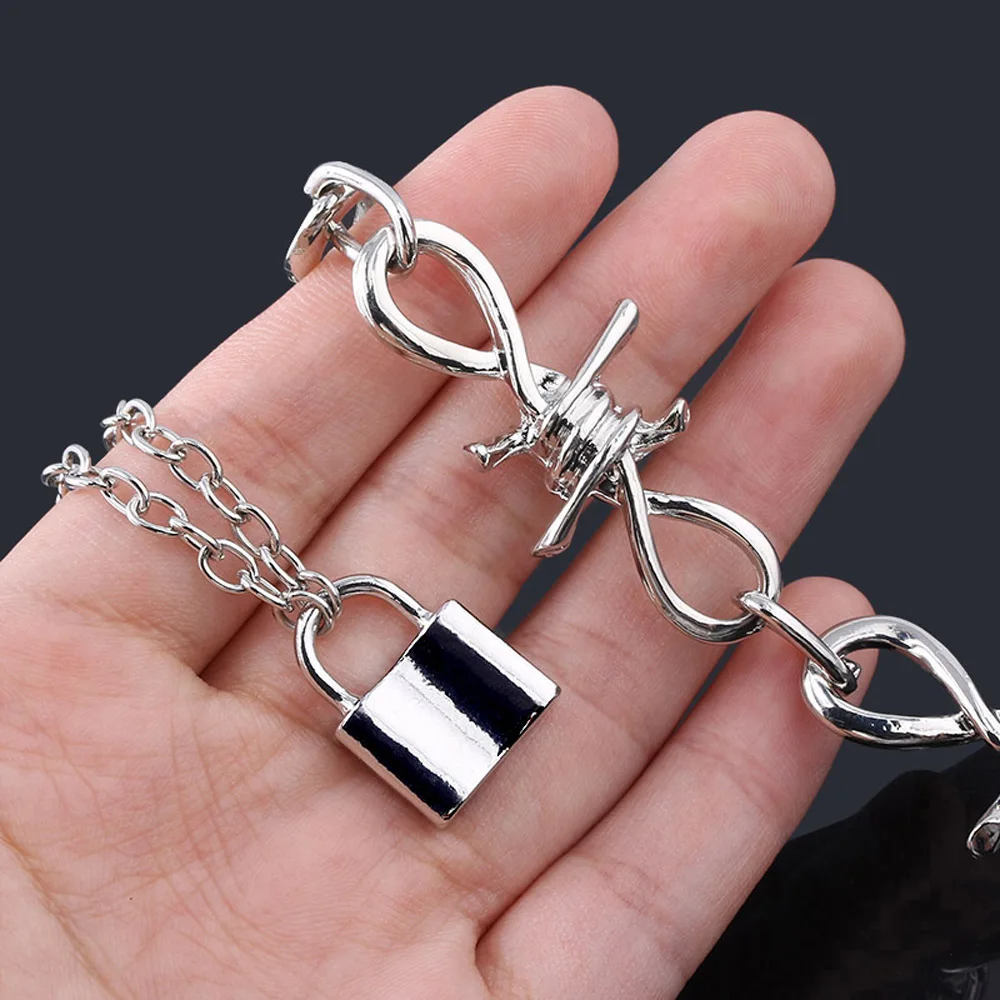 Ожерелье с шипами в стиле панк замок колючей проволокой браслет-цепочка рок