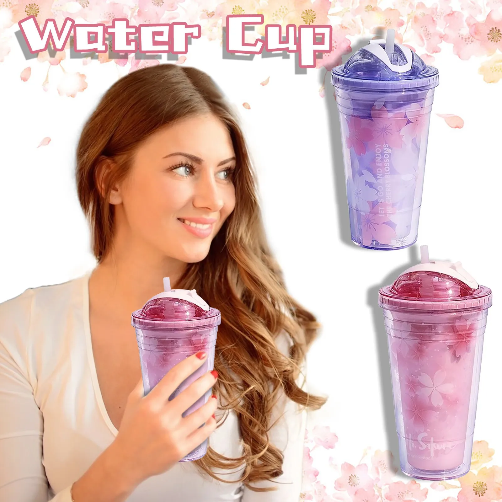 

Kawaii Insulated Double Travel Thermo Cup Water Bottler Wall Reusable Leakproof Coffee Mug Drink Tea Plastic Cup Plastic Bottles