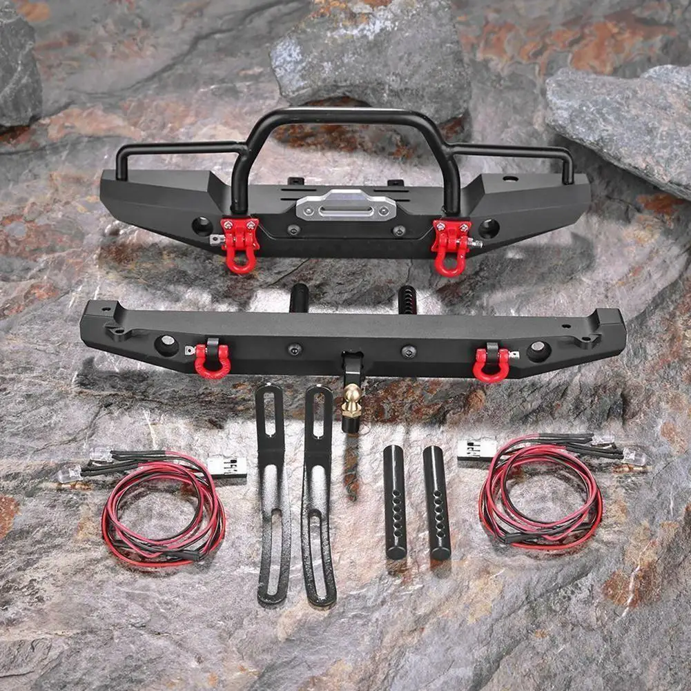 

Металлические передние и задние бамперы 1:10 RC Rock Car для Traxxa SCX10II RC 90046, аксессуары для гусеничных машин TRX-4 C6W5