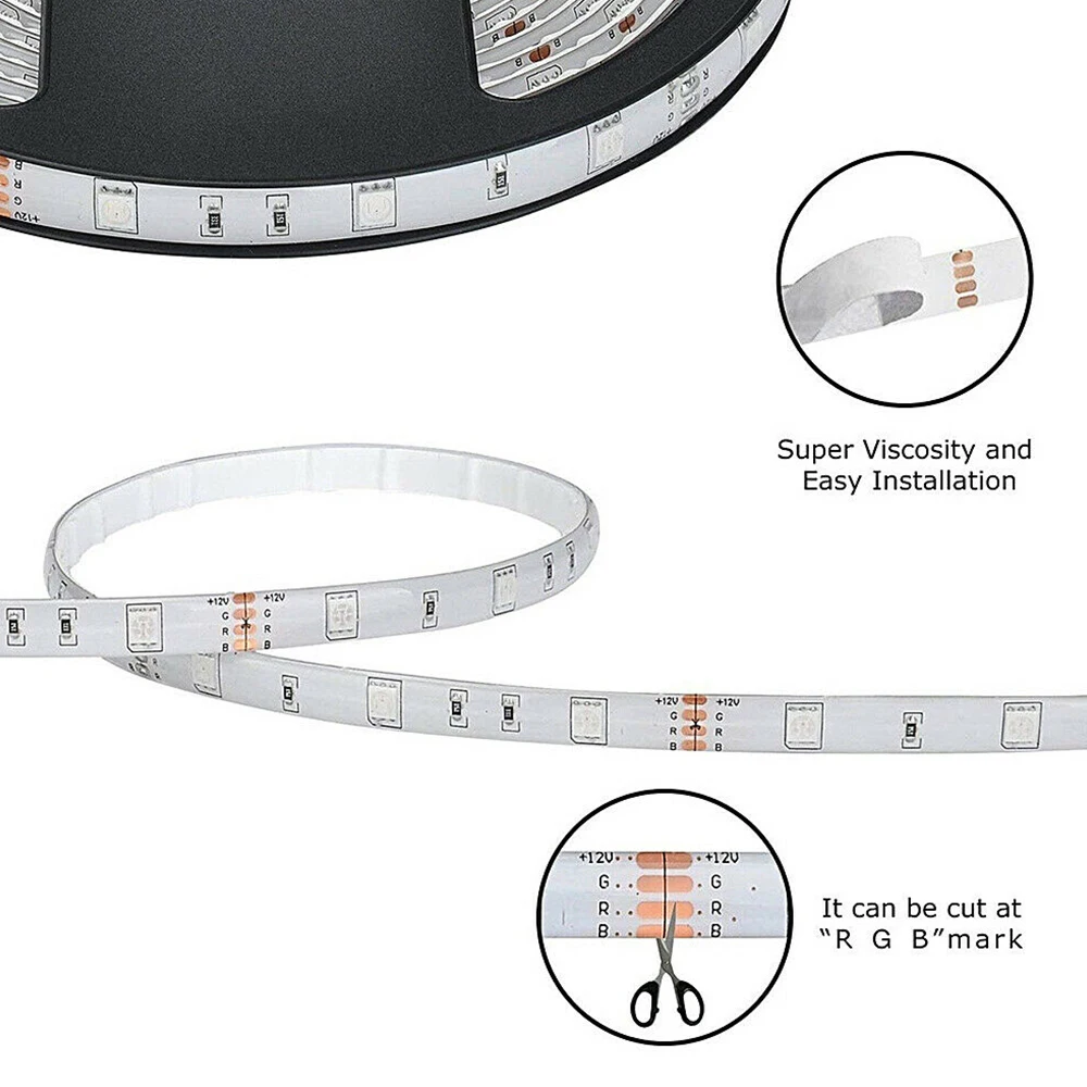 LED Strip Light 3528 SMD Flexible Ribbon Fita Led 1/2/3/4/5/10/15/20m Tape Brighter Have Remote Control | Лампы и освещение