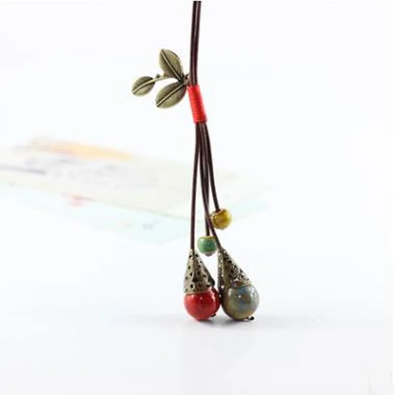 Женский креативный этнический стиль керамический свитер цепь ретро длинное