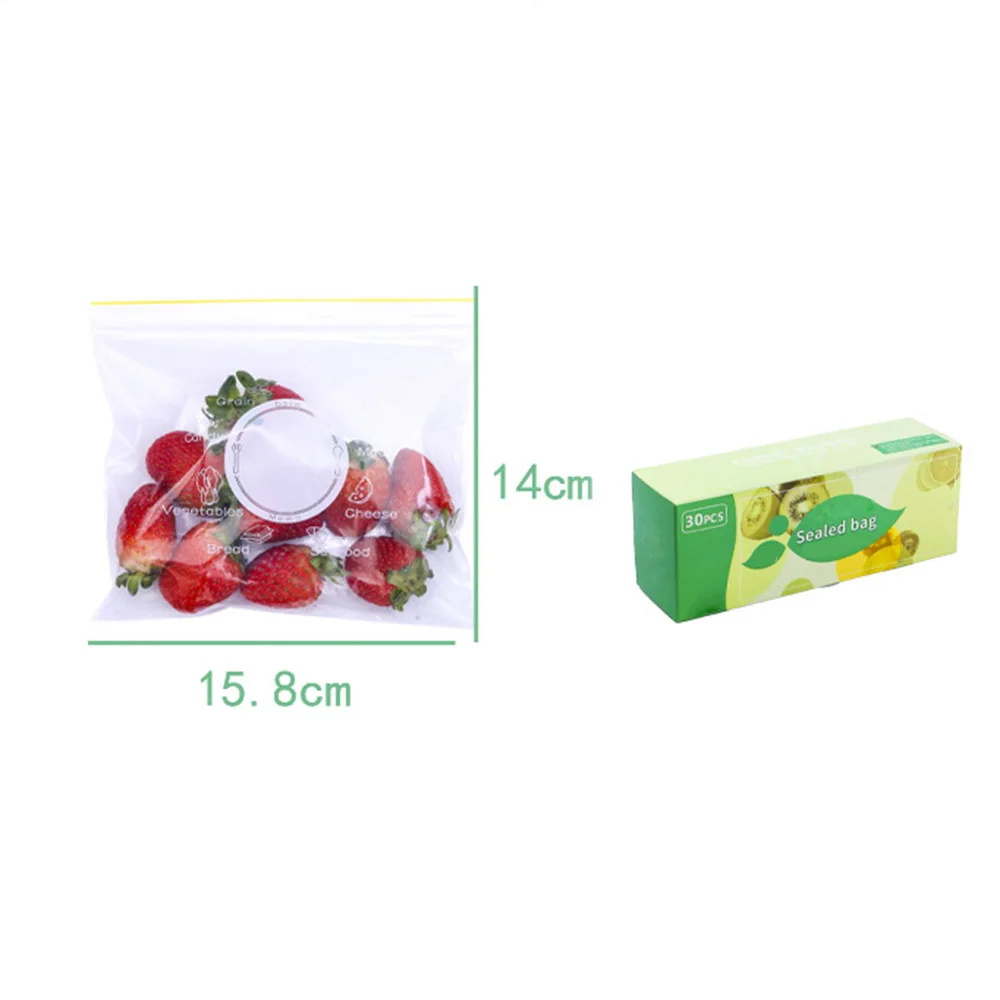 

30pcs/box Refrigerator Container Tools Fresh-keeping Bag Food Packaging Bag Sealed Bag Reusable Food Storage Zipper Bag