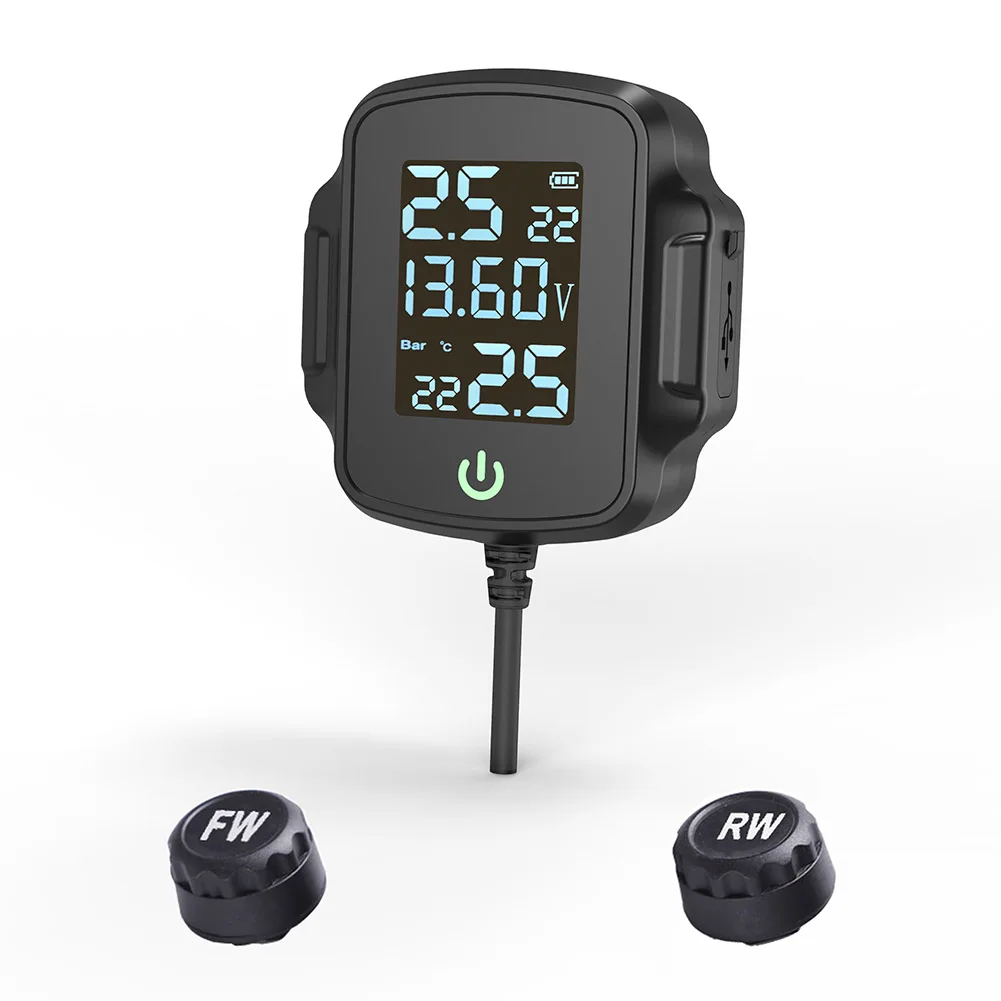 

Temperature Monitoring Alarm System Motorcycle Tire Pressure Monitoring Alarm System TPMS with QC 3.0 USB Charger