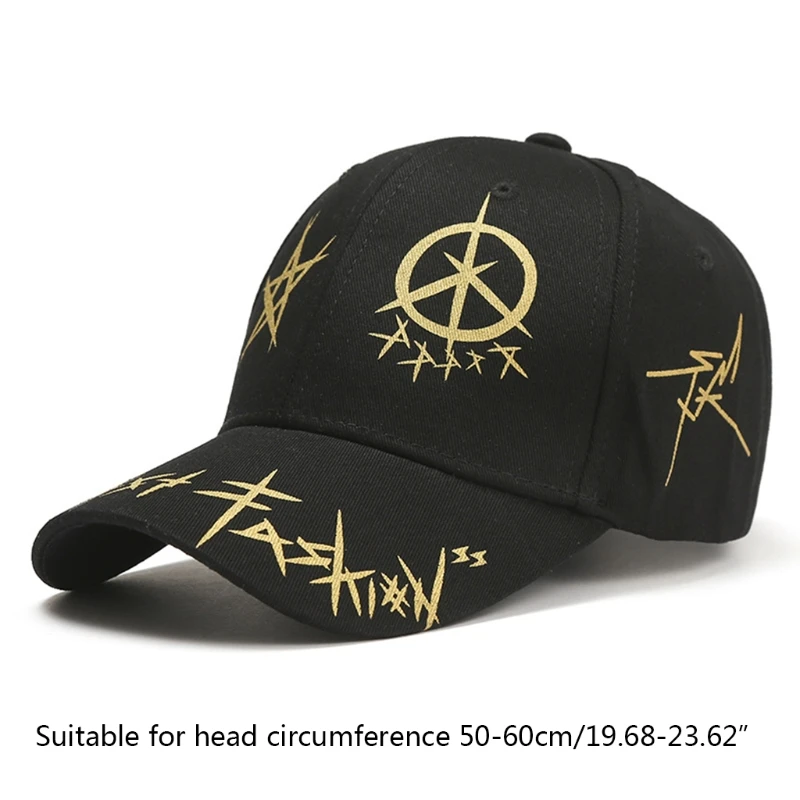 

573B Women Men Baseball Hat Sun Portable Star Graffiti Print Breathable Sun Visor Cap Non-glare Ponytails Available