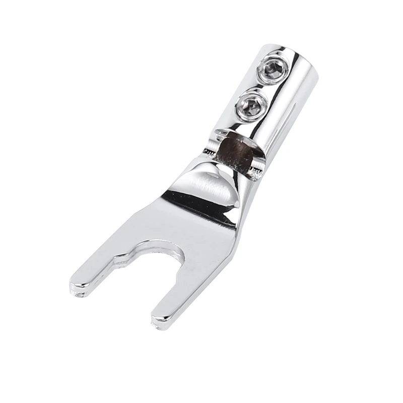 

8Pcs Brass Rhodium Plated U- Type Y Spade Speaker Plugs Speaker Cable Wire Audio Screw Fork Connector Adapter