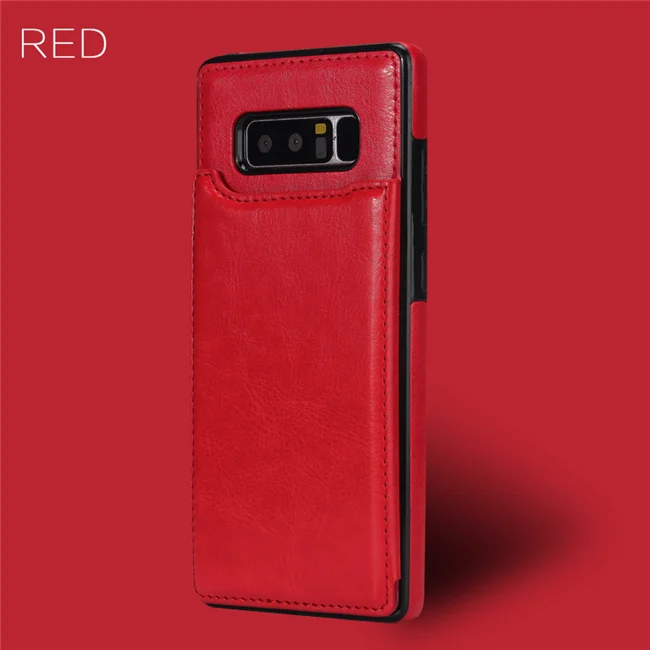 red Кожаный чехол для samsung Galaxy S10 S9 S8 плюс S7 Edge Note 10 8 9 S10e A50 A30 A10 Магнитный чехол-бумажник держатель для карт с подставкой для задней панели - Цвет: red