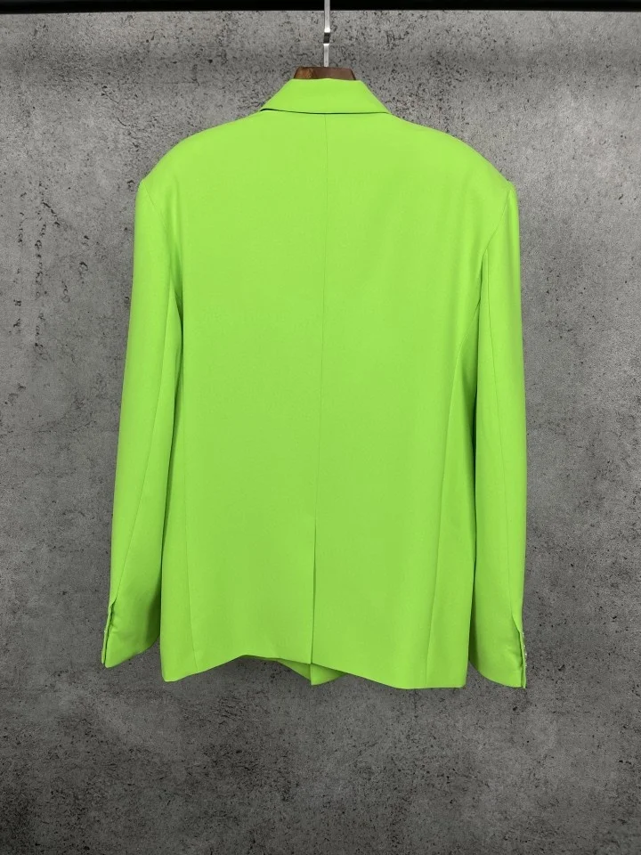 High Quality 2021 Women New Spring Green Loose Blazer Coat Female Luxury Fashion 97% Wool Jacket Ddxgz2 1.07