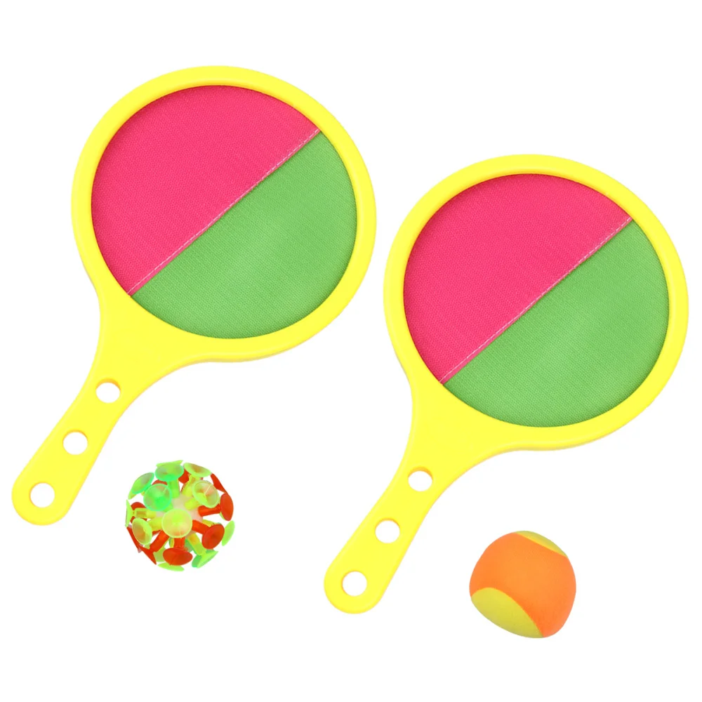 

1 Set Non-slip Handle Toss and Catch Balls Dual Side Sticky Sucker Paddle Throw Self-Stick Toys Outdoor Interaction Game Pa
