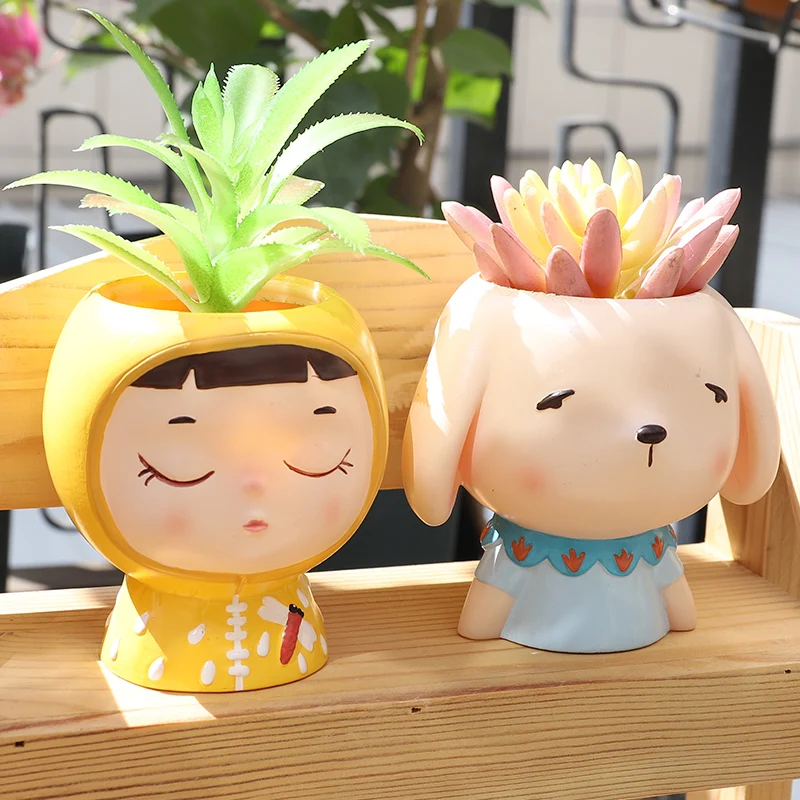 Мини цветочный горшок для мальчиков и девочек портретов собаки кролика
