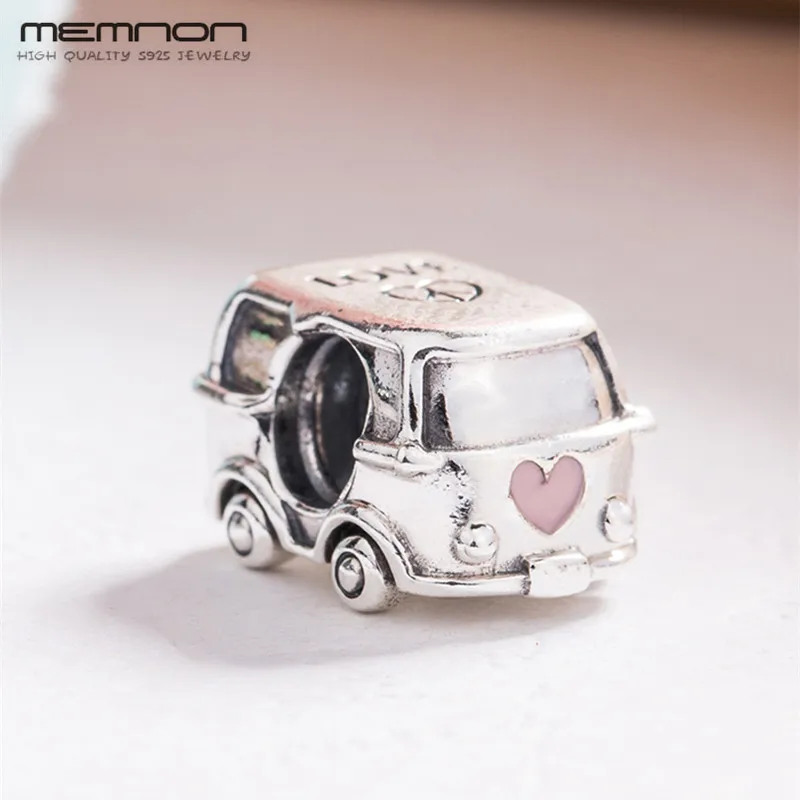

2019 Spring Camper Van charms 925 Sterling Silver pink enamel beads Fit bead Bracelets necklace DIY silver 925 jewelry making