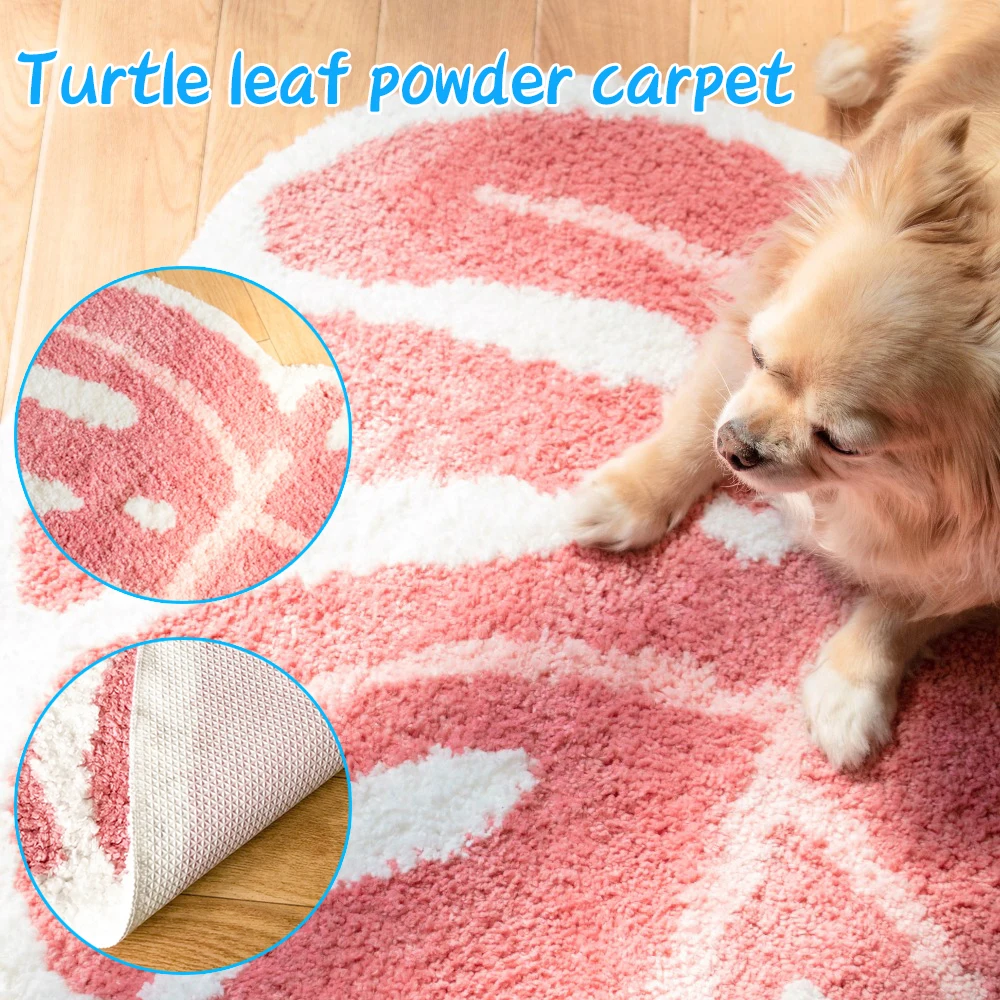 

Pink Monstera Rug Non Slip Mat Cute Doormat Absorbent Bathroom Carpet Floor Rug Leaf Shape Household F2