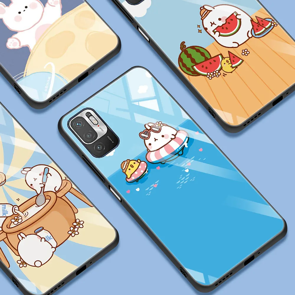 

Cute Cartoon Rabbit Tempered Glass Moblie Phone Case for Xiaomi Redmi Note 9S 8 Pro 9 10 7 8 8T 9T K20 K40 Pro Shell Funda