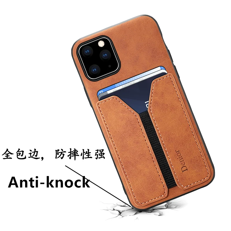 Card Holder Phone Case for Apple iPhone 11 Pro Max Luxury Leather Cover Silicone Frame Anti-knock Fashion |