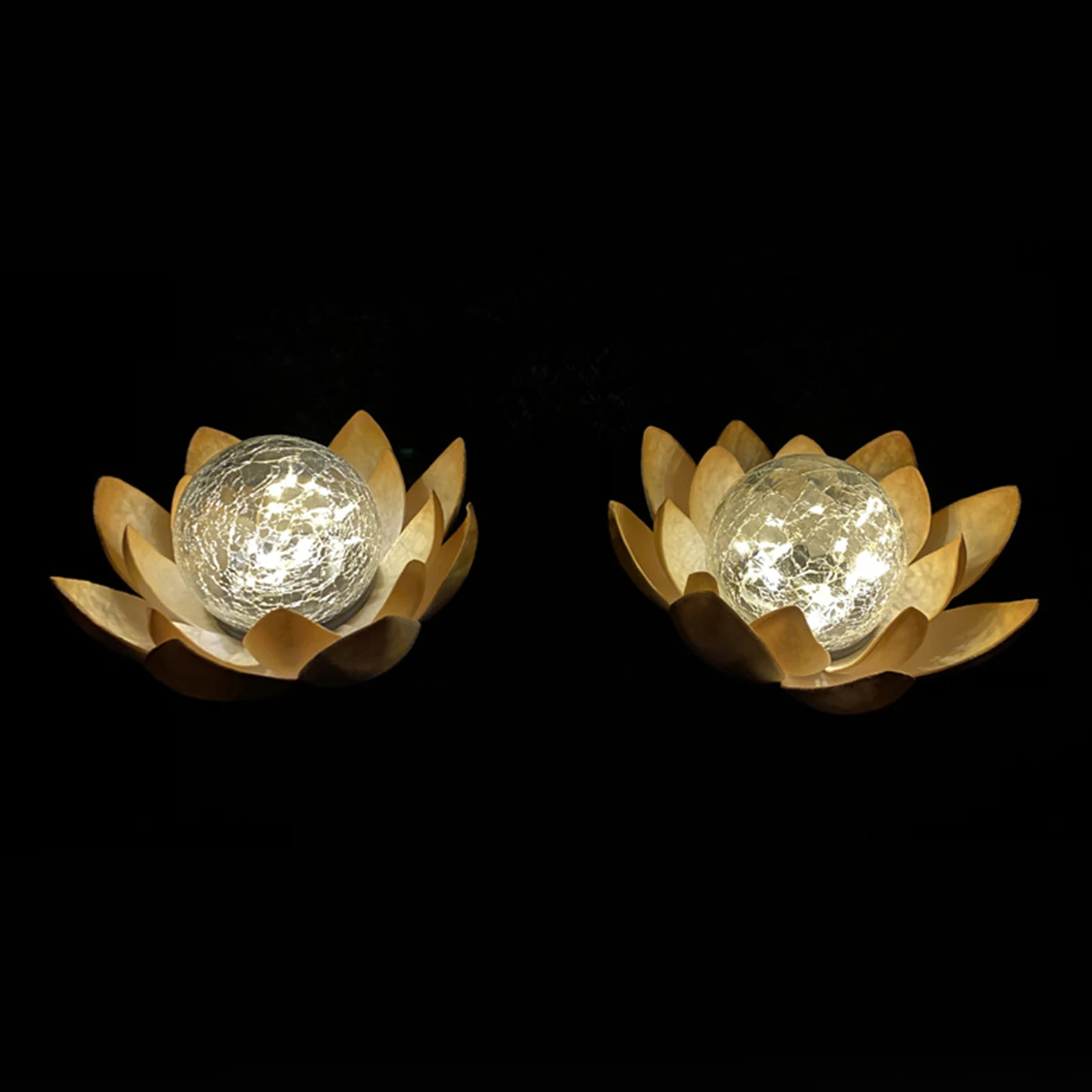 

Glass Lotus Amber Crackle Globe Glass Solar Light For Outdoor Porch Party