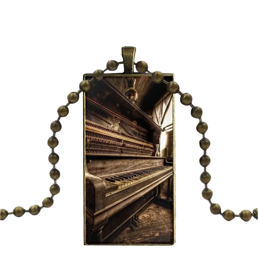 Ожерелье модное длинное с цепочкой и прямоугольным украшением для женщин, ручная работа девушек, программное обеспечение для музыки, пианино, штекер на.